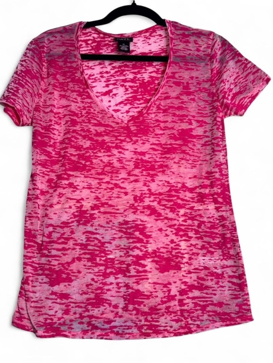 Rue21 Tops - Rue21 Pink Sheer Marbled V-Neck Short Sleeve Tee